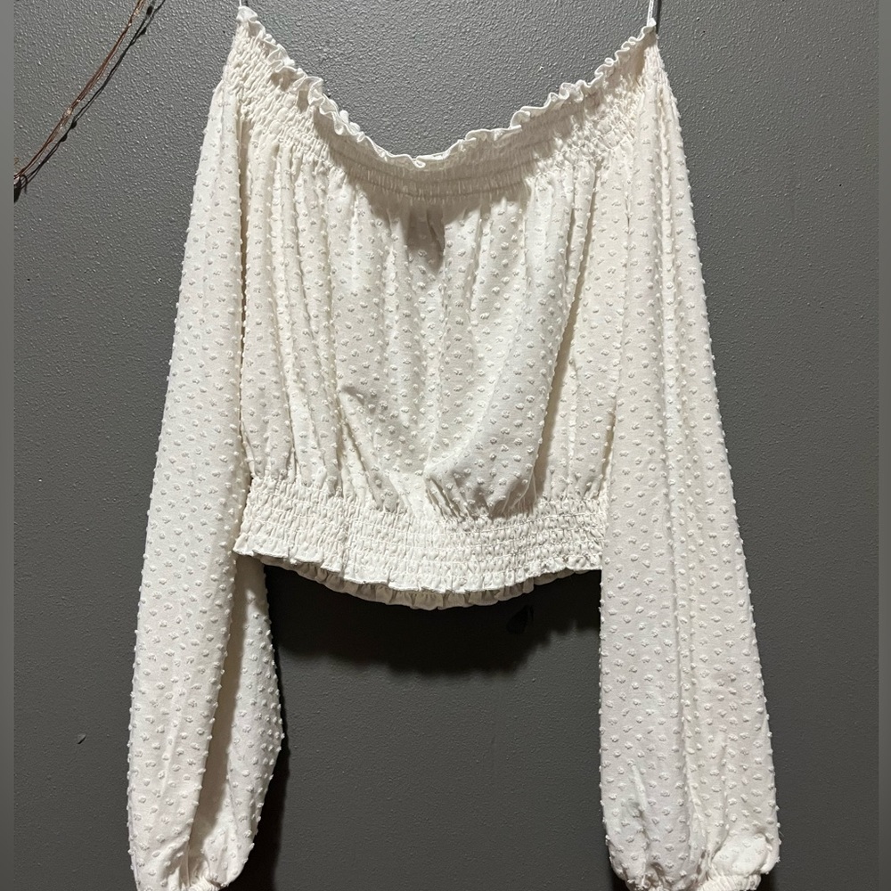 White Off the Shoulder Long Sleeve